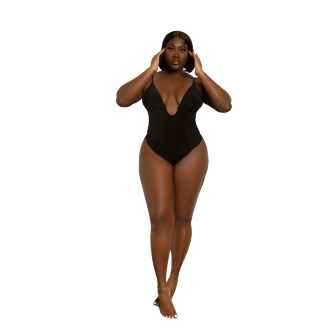 PLUNGE LOW-BACK THONG BODYSUIT